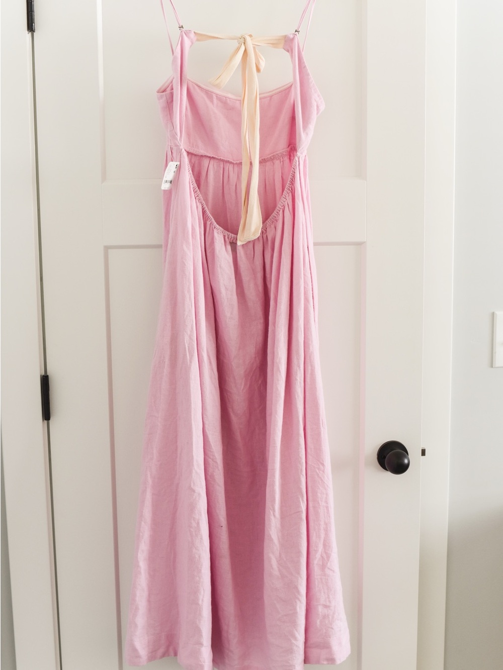 Free People Pink Linen Halo Babydoll Midi Dress | NEVER WORN - Picture 4 of 6